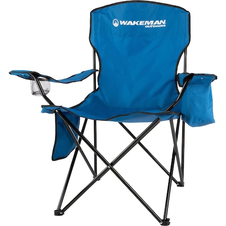 Wakeman Camping Chair - 300lb Folding Chair with Cupholder & Built-In Cooler by Wakeman Blue 75-CMP1127